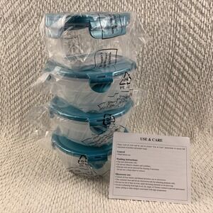 Lock n Lock 8 Pc Food Storage Container Set & Lids  Spearmint Teal Blue BPA Free